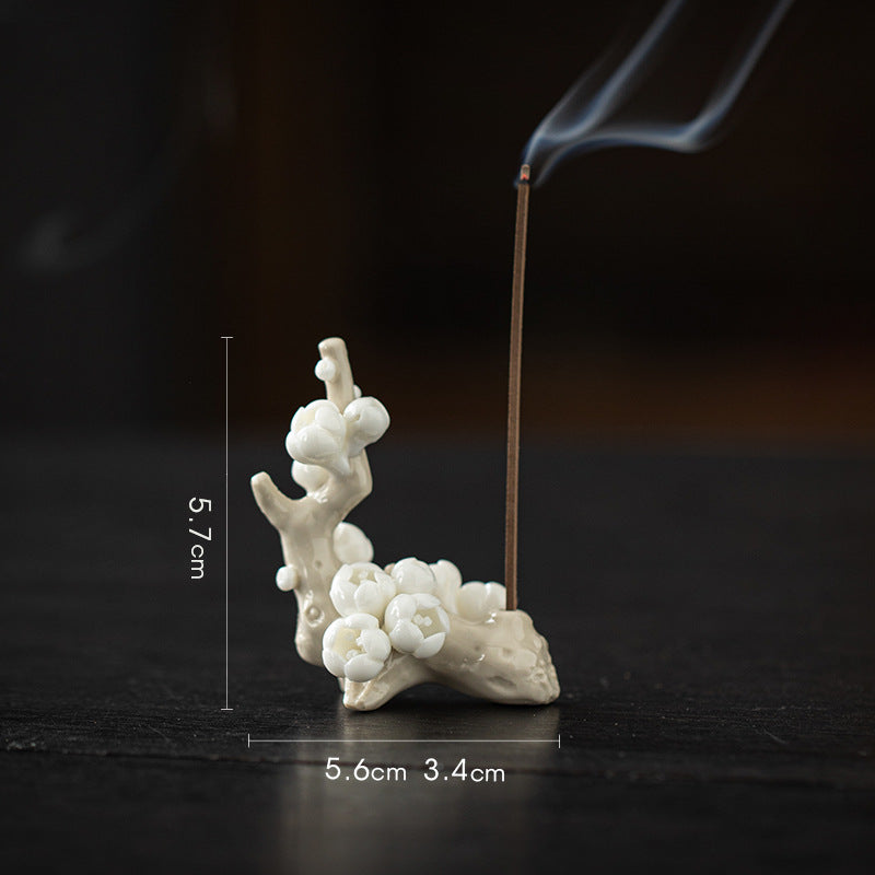 zensoullab Zen Ceramic Plum Blossom Incense Holder Creative Incense Stand Incense Tray Incense Burner Tea Room Study Atmosphere Decor Incense Burner