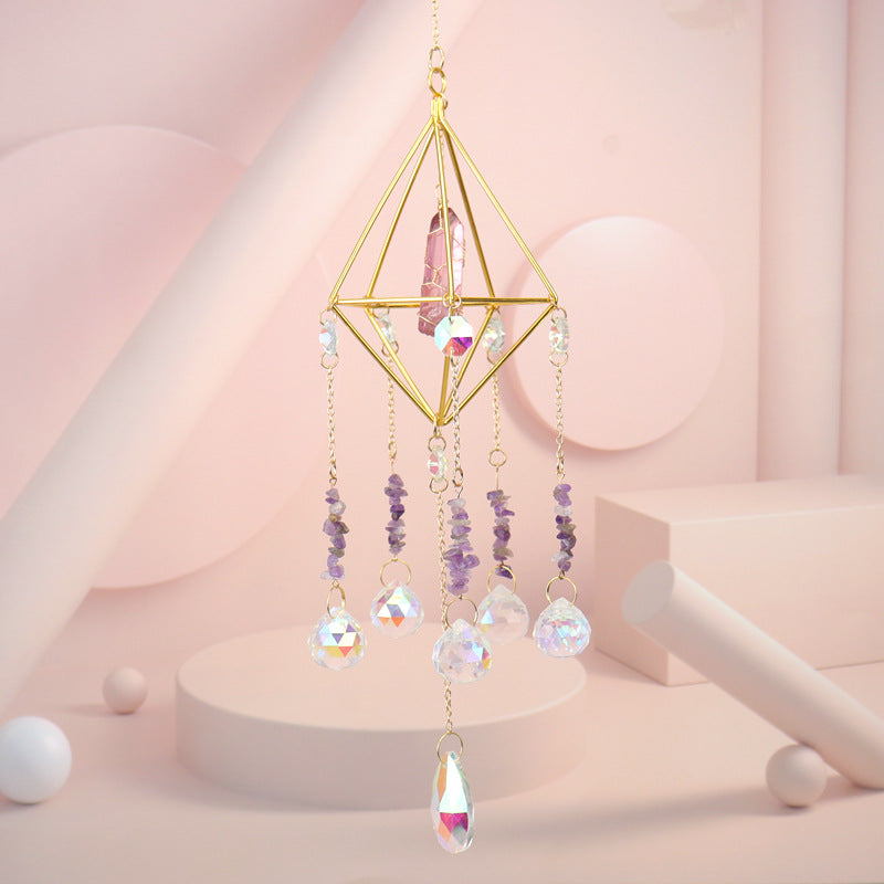 zensoullab Crystal Sun Catcher Air Rack Natural Crystal Column Lamp Prism Pendant Crystal Hanging Garden Decoration