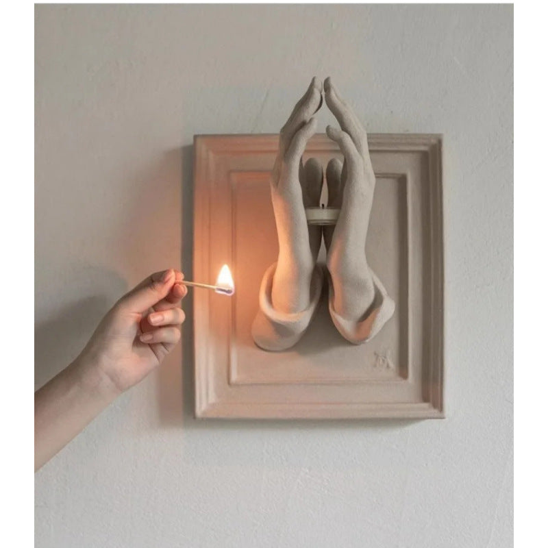 zensoullab Halloween Praying Hands Resin Ornament Wall Candle Holder Wall Hanging Decoration Pendant Home Statue Decoration Craft