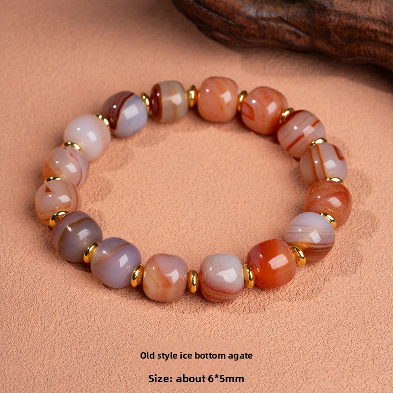 zensoullab Natural Sardonyx Dzi Bead Bracelet Fashionable Versatile Unisex Couple Style One-Line Pharmacist Single Circle Bracelet