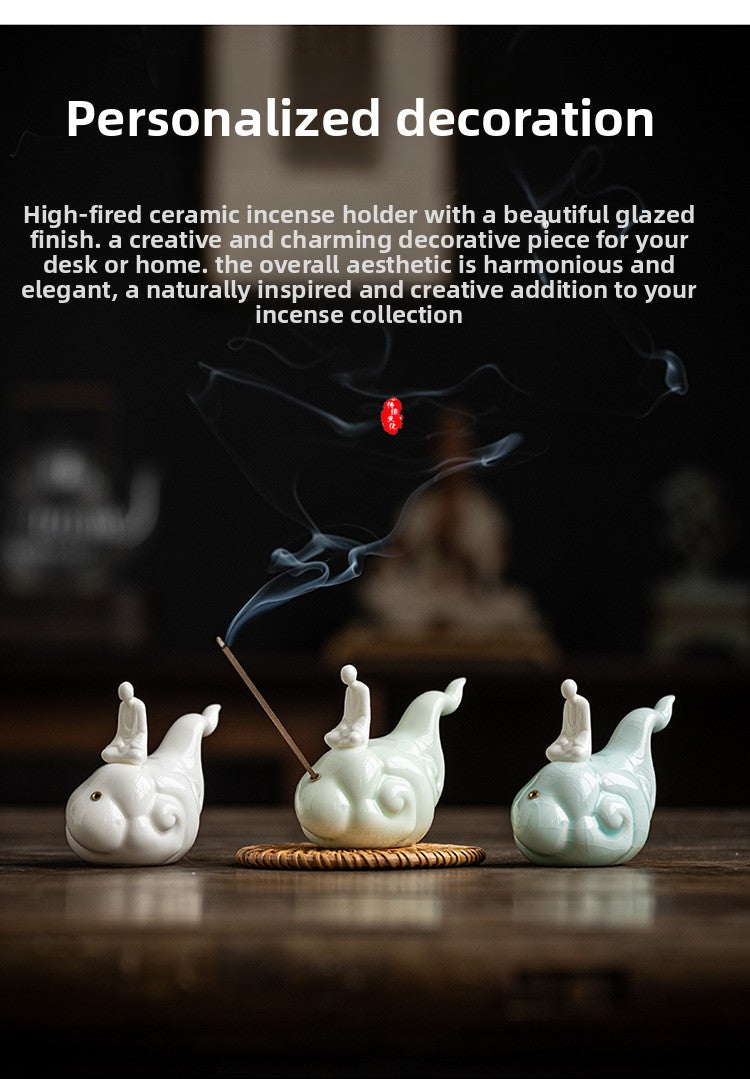 zensoullab Zen Style Formless Buddha Incense Holder Ornament Incense Burner Incense Tray Sandalwood Ceramic Monk Tea Table Decoration