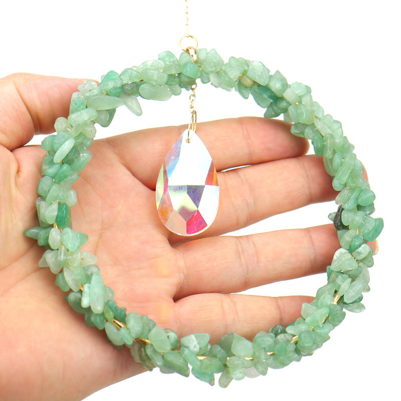 zensoullab Sun Catcher Gardening Crafts Crushed Stone Large Circle AB Color Crystal Water Drop Lighting Pendant