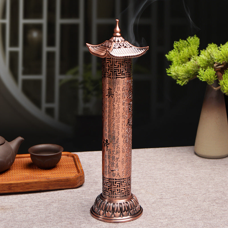 zensoullab Heart Sutra Dome Cylinder Vertical Incense Burner Indoor Home Zen Incense Tea Ceremony Ornament 21cm Sandalwood Incense Burner