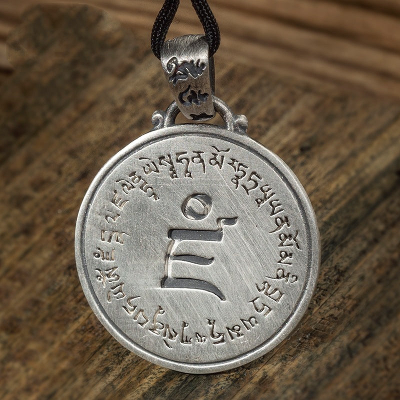zensoullab National Trend Thai Silver Pendant Retro Three-Eyed Wisdom Buddha Hanging Ornament Original Handmade Buddha Amulet Versatile Men's and Women's Necklace