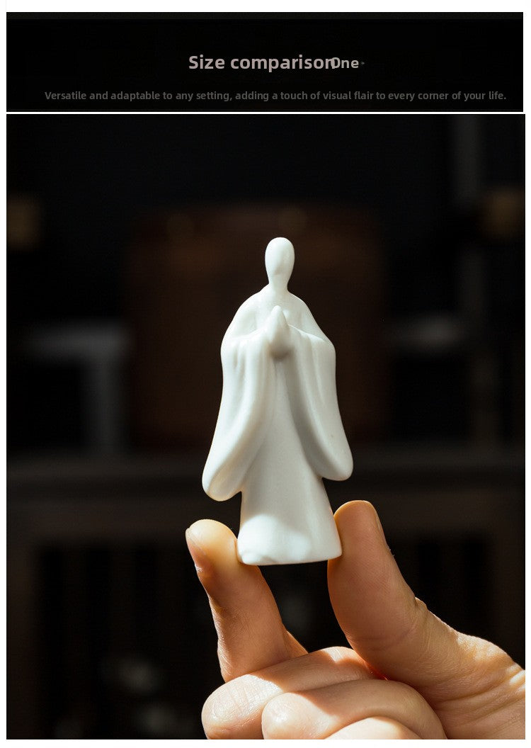 zensoullab Mini Fingertip Monk Ceramic Small Buddha Ornament White Porcelain Formless Buddha Micro Landscape Fish Tank Decoration Desktop Decoration