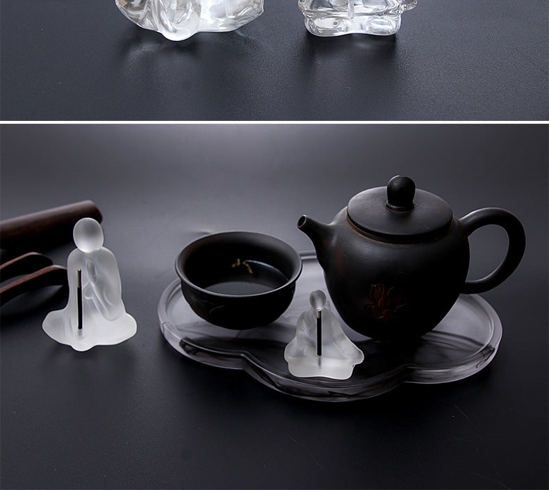 zensoullab Zen Incense Holder Creative Glass Home Incense Tea Ceremony Room Aromatherapy Stand Incense Ornament Backflow Incense Tea Ceremony Accessories