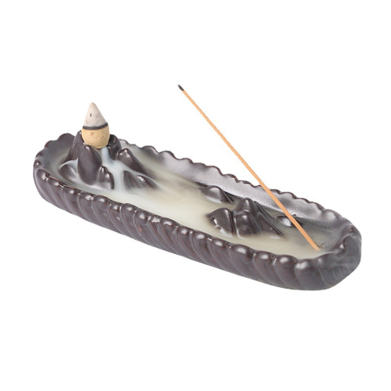 Ceramic Backflow Incense Burner Creative Mountain Waterfall Backflow Incense Burner Three-in-One Incense Burner Home Decor