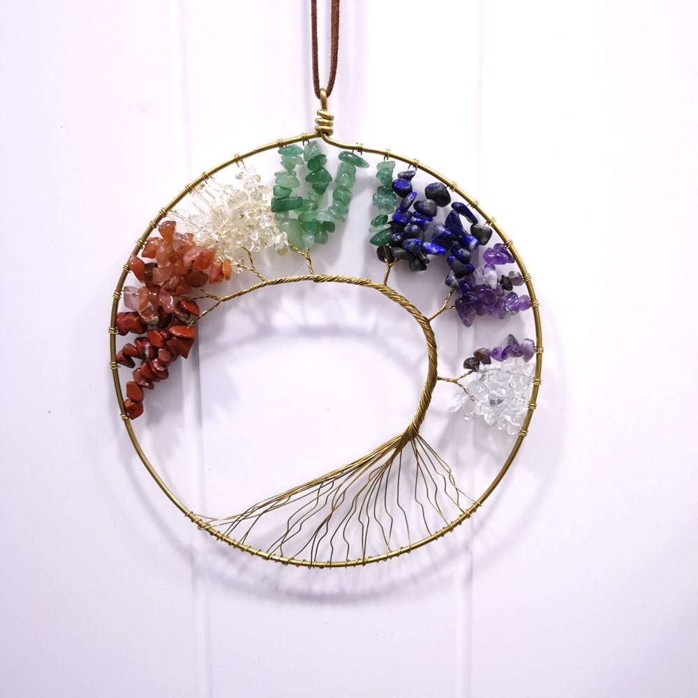 zensoullab Gravel Tree of Life Dream Catcher Hanging Ornament Agate Pendant