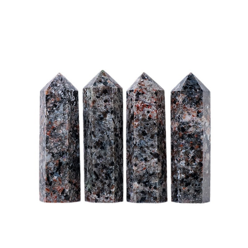 zensoullab Natural Crystal Flame Stone Hexagonal Column Fire Spirit Stone Raw Stone Polished Single Pointed Column Home Crystal Craft Ornament