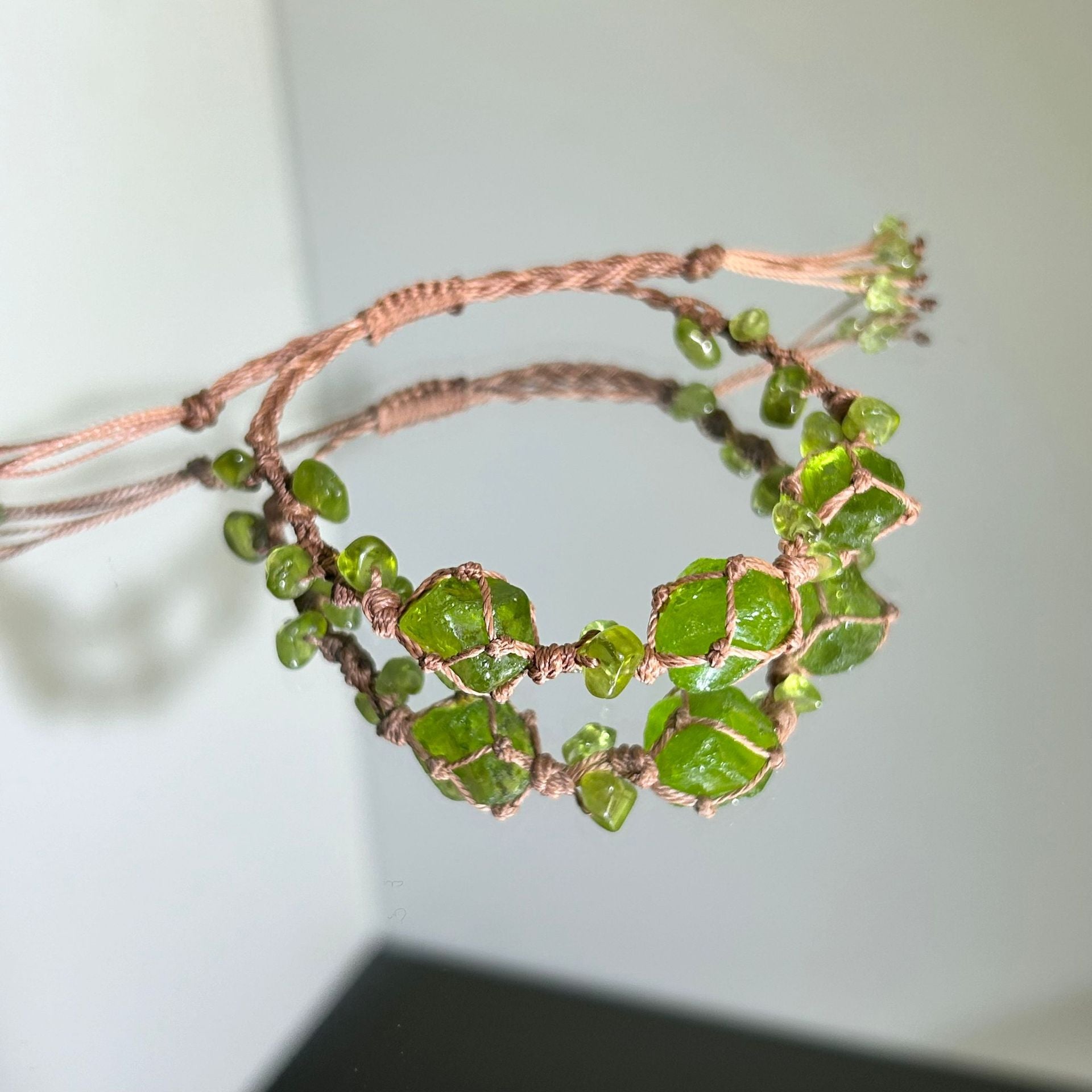 zensoullab Green Forest Fairy Garland Forest Style Handmade Crystal Peridot Bracelet