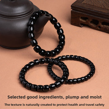 zensoullab Natural Straight-Cut Black Agate Dzi Bead Bracelet Fashion Versatile Unisex Couple Style Single Circle Medicine Tablet Bracelet In Stock