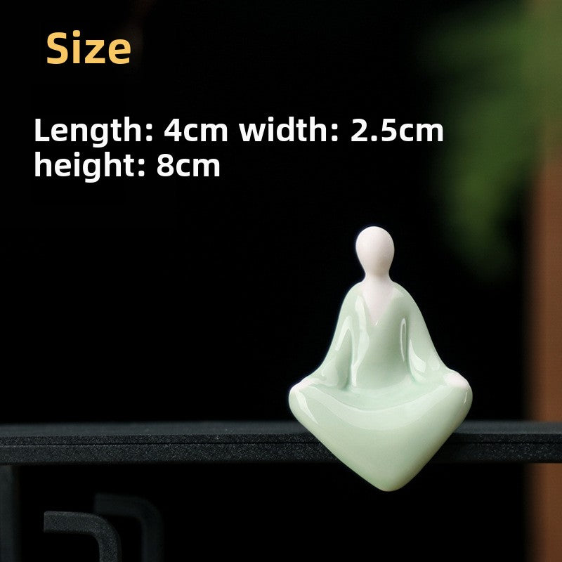 zensoullab Zen Green Porcelain Formless Small Living Tea Ceremony Accessories Ceramic Succulent Bonsai Fish Tank Landscaping Home Chinese Style Mini Ornaments