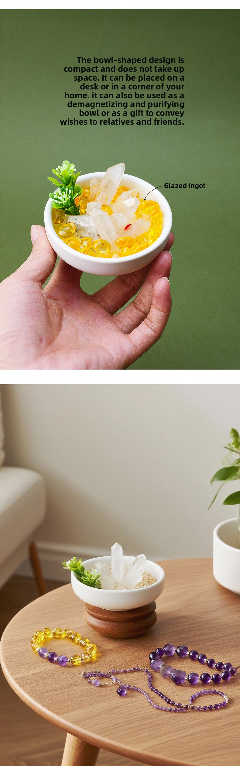 zensoullab Natural White Crystal Single Crystal Micro Landscape Ornament Yellow Amethyst Aquamarine Crushed Stone Demagnetization Home Decor