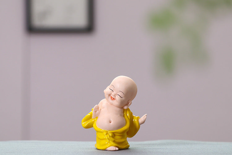 zensoullab Premium Lucky Ceramic Maitreya Buddha Big Belly White Porcelain Laughing Buddha Living Room Creative Chinese Handmade Home Decor Small Ornament