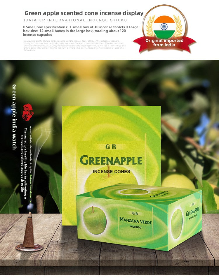 zensoullab Indian Incense Green Apple Large Box eneApple Original Imported Handmade Aromatherapy Incense Cones 413