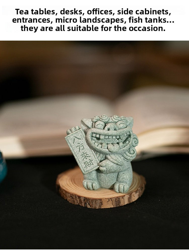 zensoullab Chinese Style Fortune-Bringing Lucky Beast Lion Desktop Creative Home Decoration Tea Pet Fish Tank Landscape Ornament Decoration