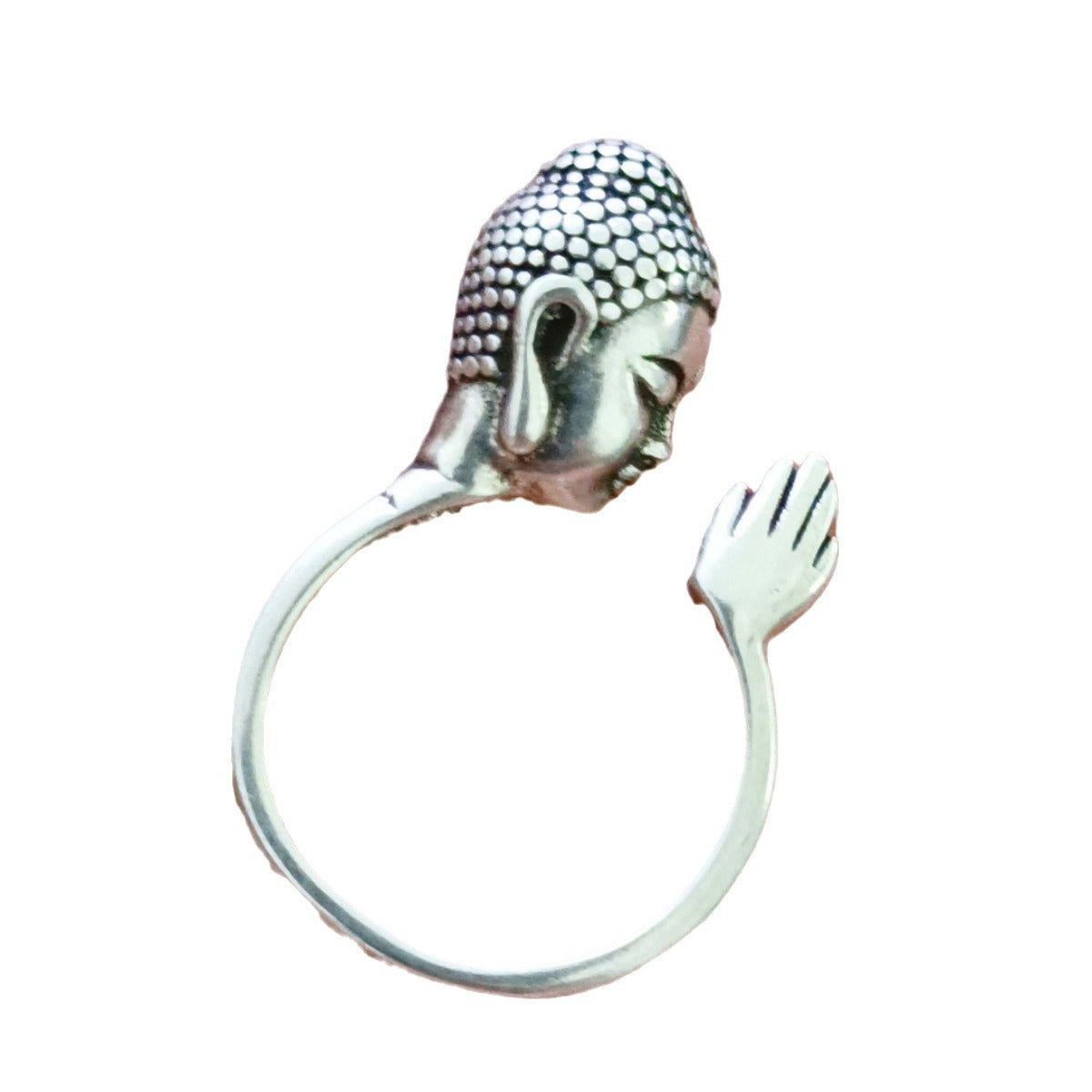 zensoullab Thailand Shakyamuni Buddha Head Palm Ring Niche Design Ethnic Style Personality Adjustable Ring for Men and Women