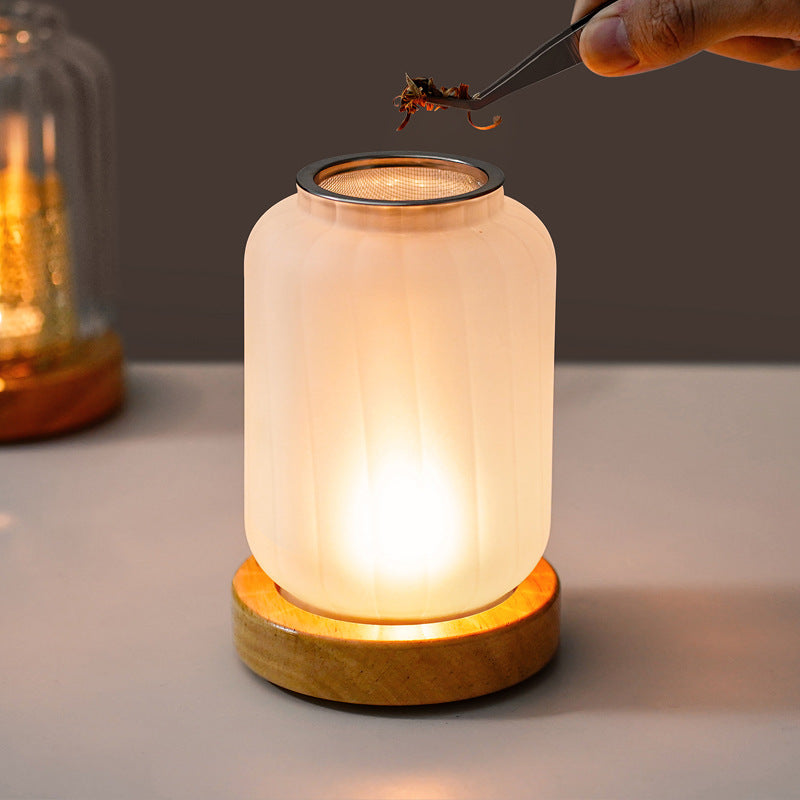 zensoullab Home Beauty Salon Glass Candle Holder Calming Aromatherapy Lamp Sandalwood Agarwood Incense Powder Incense Burner Chinese Style Candle Agarwood Lamp