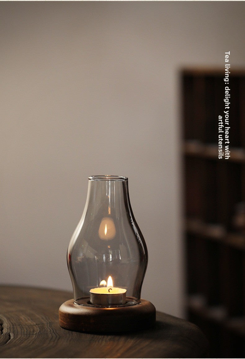 zensoullab Japanese Style Glass Candle Holder Creative Ornament Candle Romantic Home Zen Retro Aromatherapy Windproof Table Cover Desktop Decoration