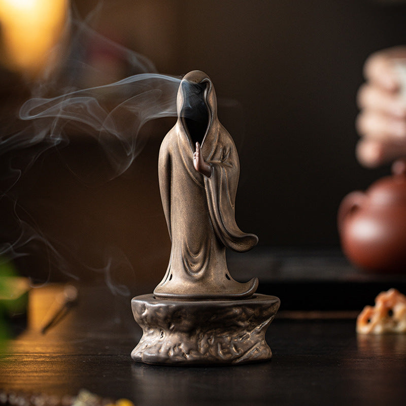 zensoullab Zen Style Formless Mini Incense Burner for Home Indoor Small Disc Incense Burner Tea Room Desktop Antique Incense Burner Small Ornament