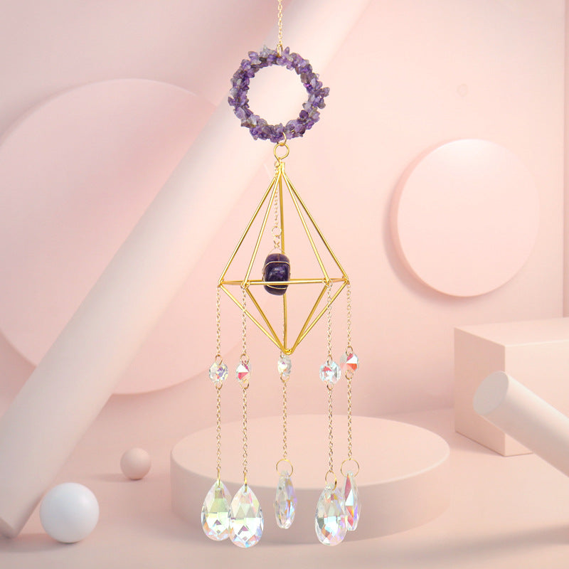 zensoullab Sun Catcher Crystal Air Frame Round Pendant Light Garden Decoration Pendant Light Crystal Hanging Ornament T18