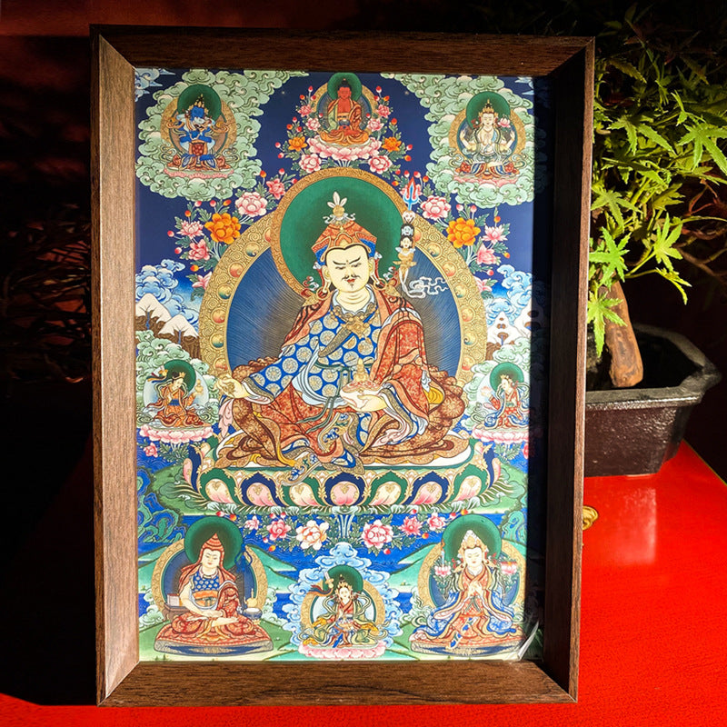 zensoullab Thangka Yellow God of Wealth Mahakala Buddha Statue Hanging Painting Desktop Display Guanyin Bodhisattva Wealth Attraction Entrance Decoration Painting