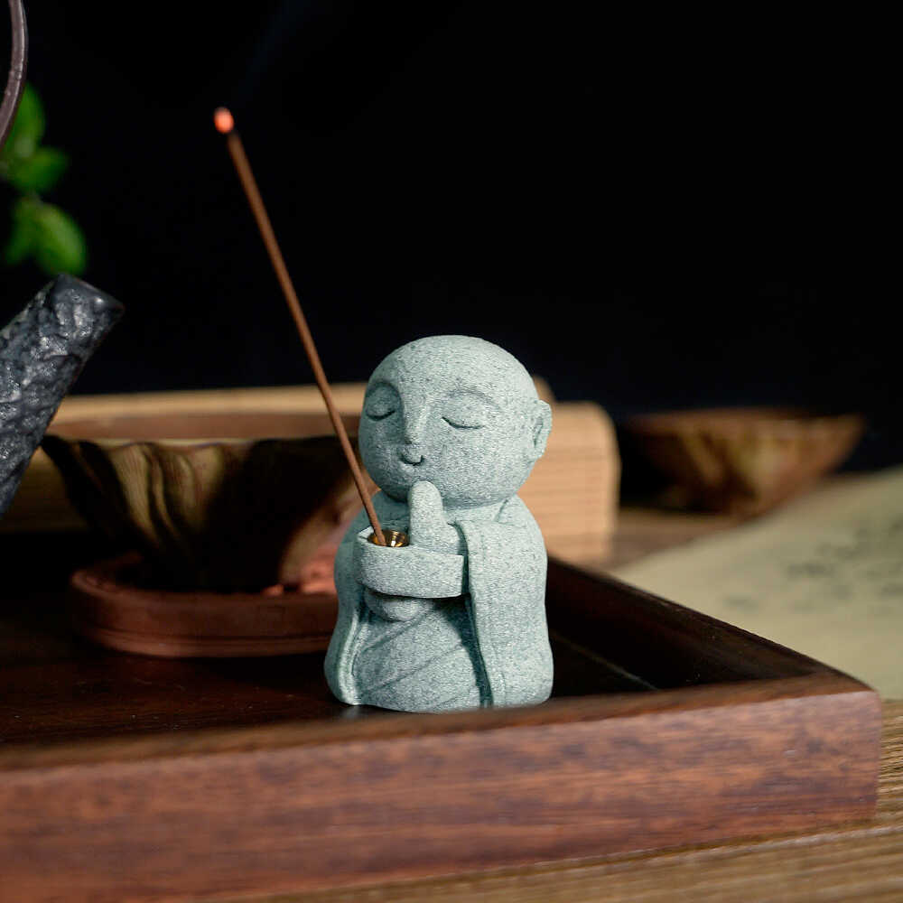 zensoullab Japanese Style Little Monk Desktop Decoration Figurine Fish Tank Aquarium Bonsai Matching Micro Landscape Tea Pet Small Ornament