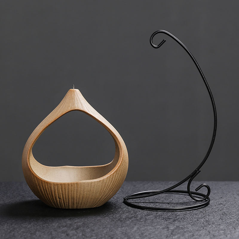 Iron Rack Hanging Basket Ceramic Incense Burner Creative Ceramic Sage Peruvian Wood Tray Home Indoor Atmosphere Ornament