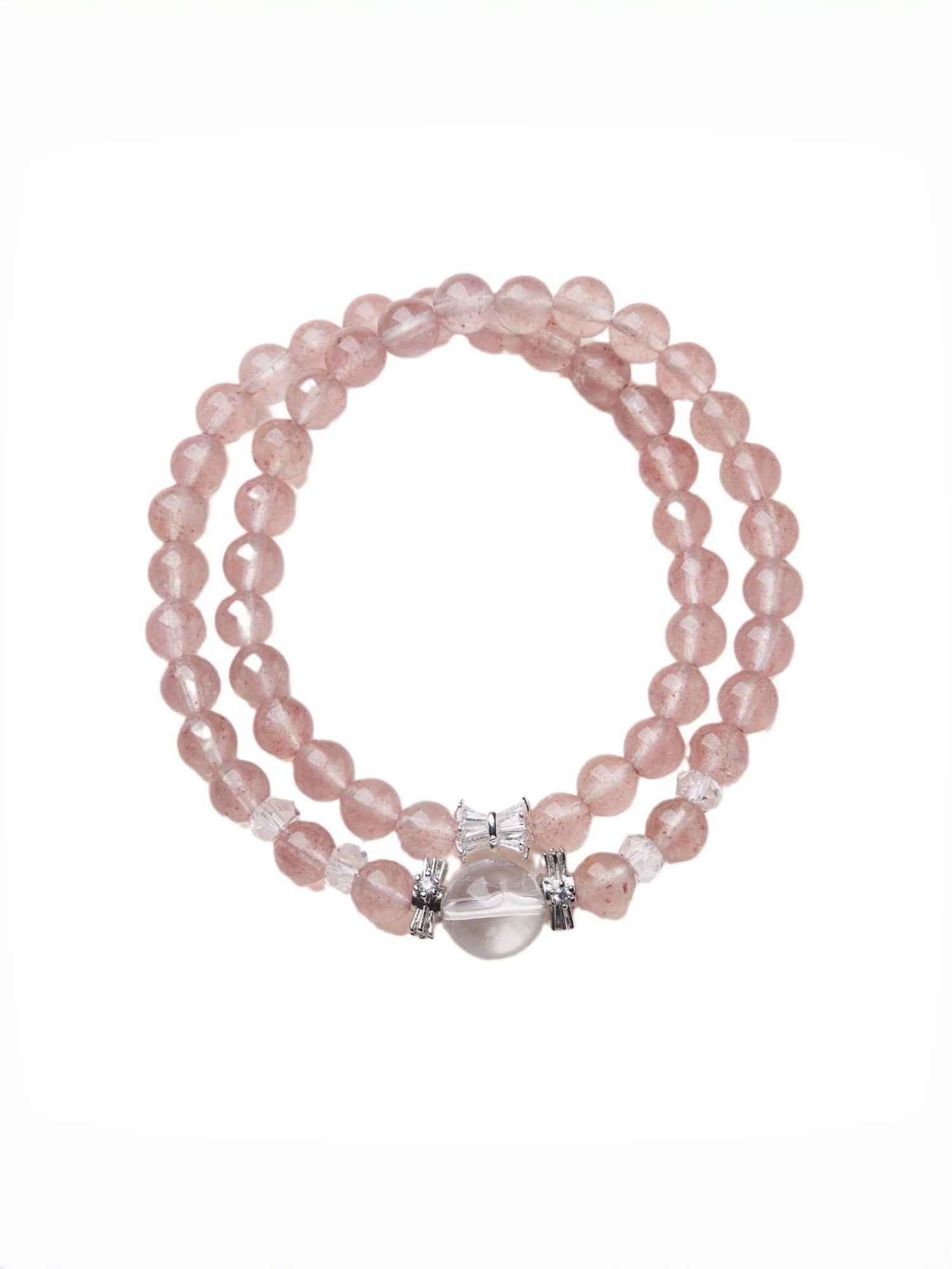 zensoullab Strawberry Crystal Bracelet for Women White Crystal Double Circle Crystal Bracelet