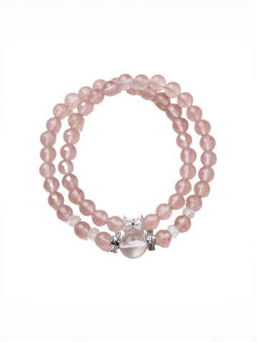 zensoullab Strawberry Crystal Bracelet for Women White Crystal Double Circle Crystal Bracelet