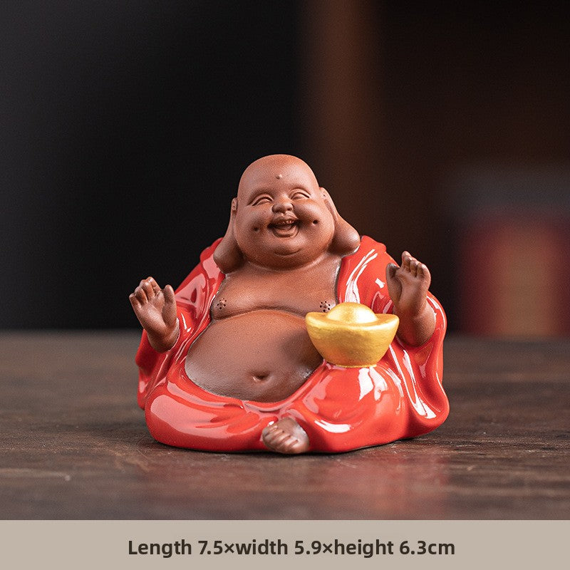 zensoullab Zen Style Chinese Five Blessings Maitreya Fortune Prosperity Longevity Happiness Wealth Smiling Buddha Desktop Small Ornament Creative Home Tea Room Tea Pet