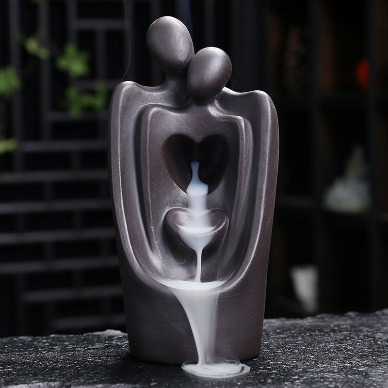 New Purple Clay Backflow Incense Burner Creative Perfect Match Smoke Incense Burner Home Tea Room Ornament Craft