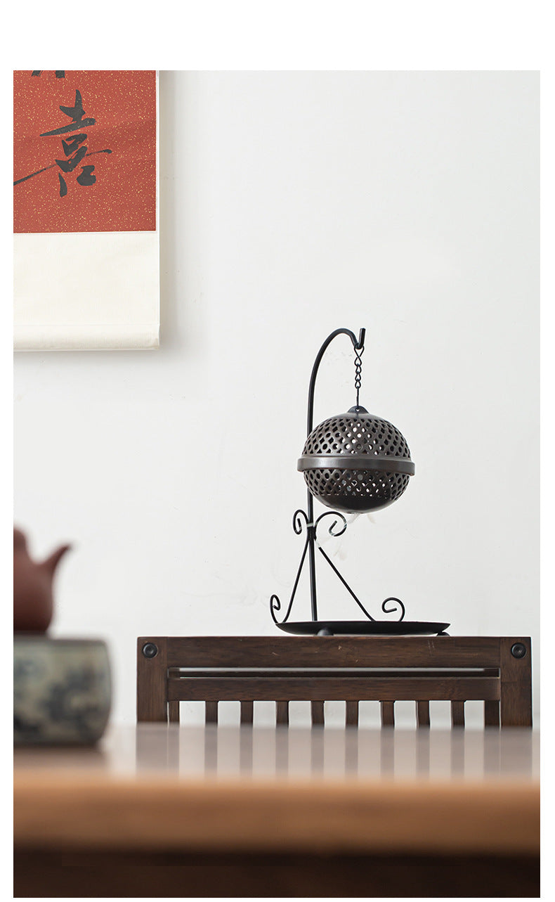 zensoullab Zen Hollow Backflow Incense Burner Aromatherapy Ball Hanging Burner Home Tea Ceremony Indoor Hanging Incense Holder Creative Ornament