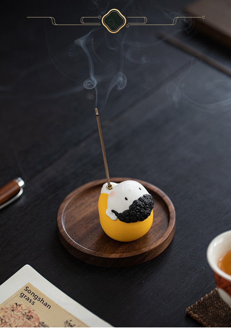 zensoullab Ceramic Cute Little Tathagata Incense Burner for Home Indoor Aromatherapy Small Ornament High-end Incense Holder Tea Table Incense Ceremony