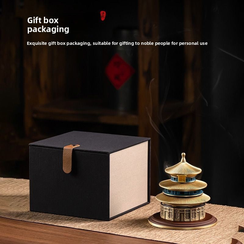 zensoullab Ancient Style New Chinese Style Temple of Heaven Copper Incense Burner Home Sandalwood Incense Indoor Coil Incense Agarwood Burner Incense Seal Incense Burner Ornament