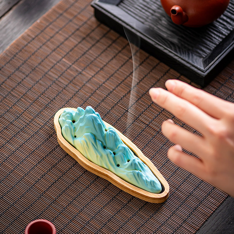 zensoullab Ceramic Incense Burner Chinese Style Incense Burner Sandalwood Agarwood Incense Holder Incense Stick Zen Home Indoor Incense Home Decoration