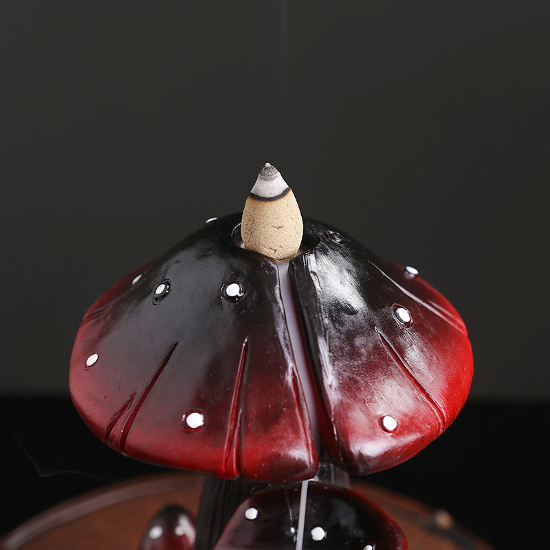 zensoullab Backflow Incense Burner Incense Holder Incense Stand Aromatherapy Creative European Style Home Craft Ornament Mushroom Resin Backflow Incense Burner