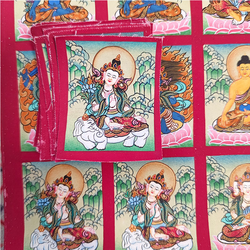 zensoullab Nepal Hand-painted Zodiac Birth Buddha Thangka Manjushri Yellow God of Wealth Green Tara Portable Gau Box Small Thangka Pendant