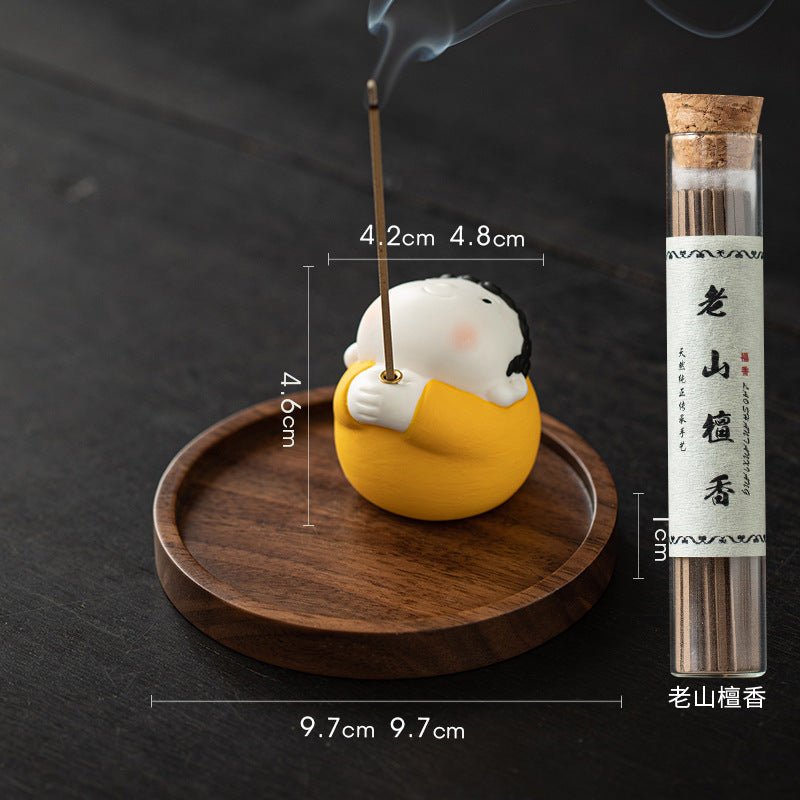 zensoullab Ceramic Cute Little Tathagata Incense Burner for Home Indoor Aromatherapy Small Ornament High-end Incense Holder Tea Table Incense Ceremony