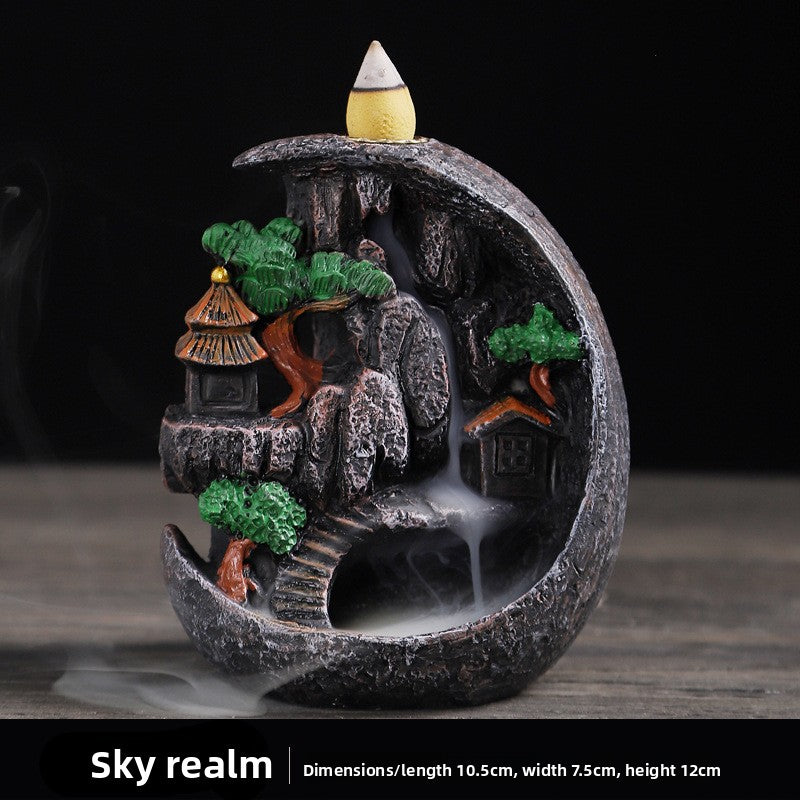 zensoullab Backflow Incense Burner Resin Home Indoor Tea Ceremony Incense Retro Creative Backflow Ornament