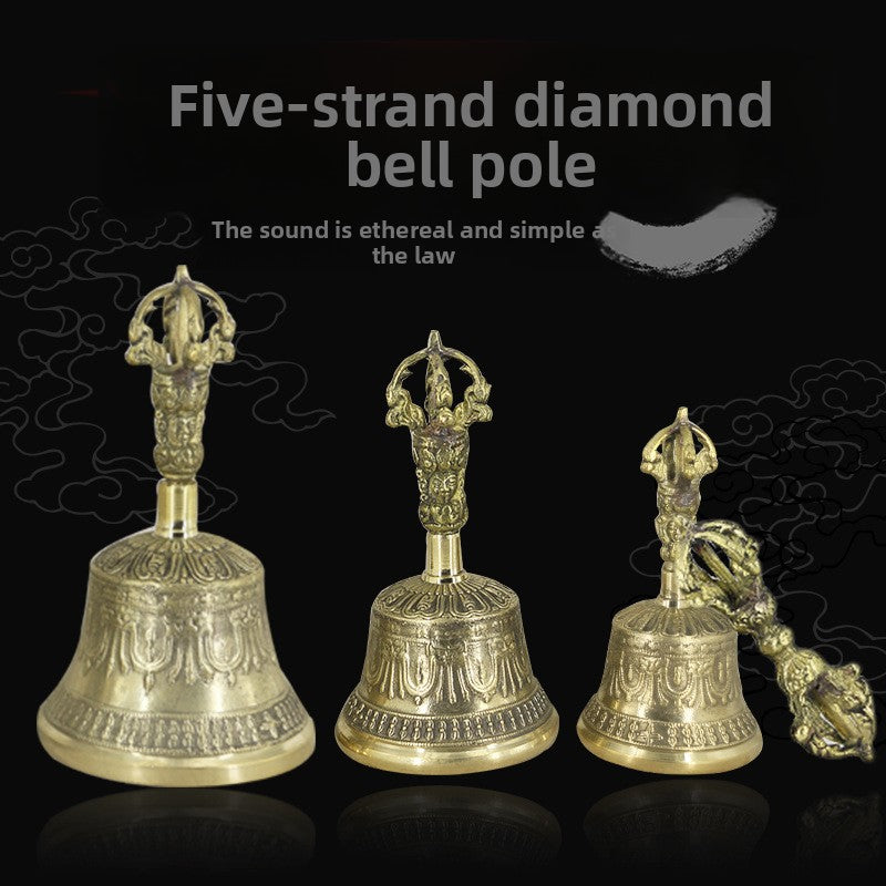 zensoullab Nepal Handmade Copper Bell Pestle Brass Five-Pronged Vajra Bell Pestle Healing Awakening Bell Buddhist Supplies Direct Supply