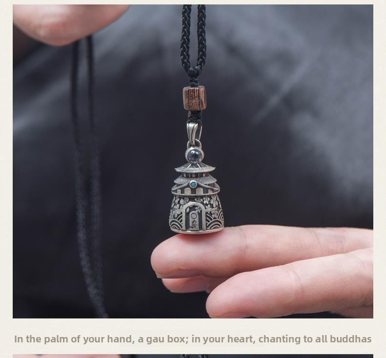zensoullab Thai Silver Vintage Openable Buddha Pagoda Necklace with Heart Sutra Pendant Hollow Design for Men and Women