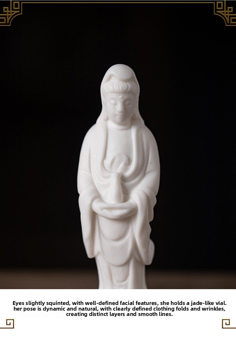 zensoullab Creative Mini Small Ceramic Peace Guanyin Bodhisattva Chinese Style Bonsai Rockery Micro Landscape Fish Tank Zen Small Ornament