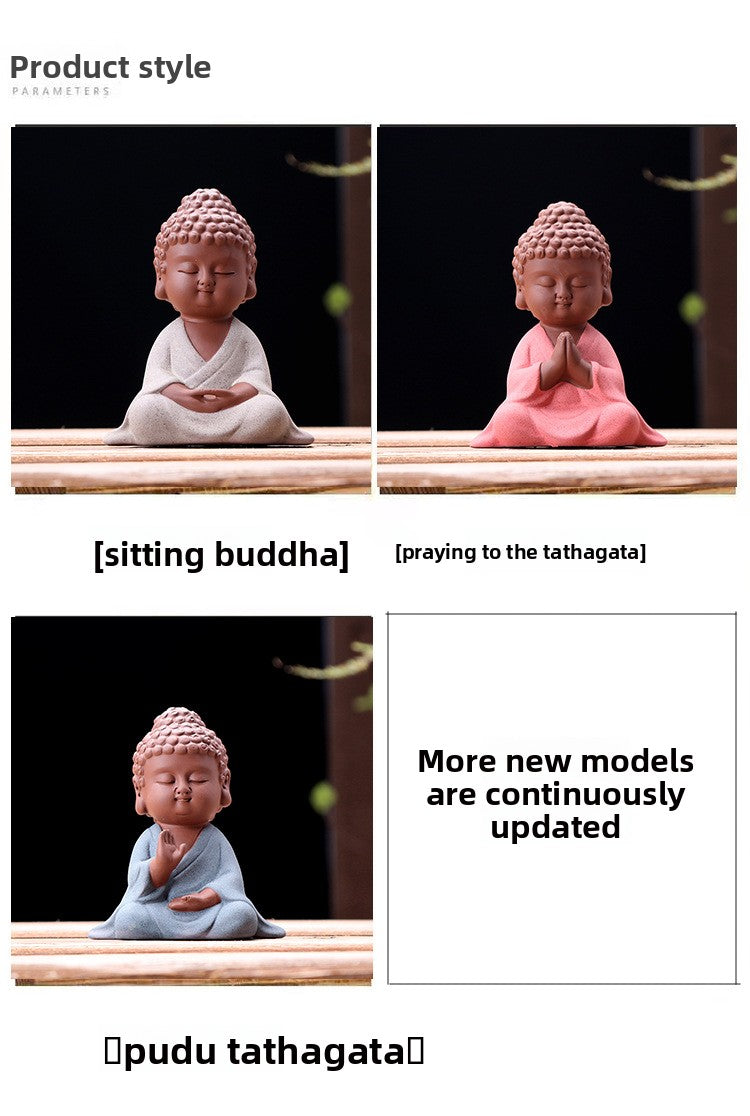 zensoullab Premium Handmade Purple Clay Buddha Tea Pet Tea Ceremony Tea Tray Accessories Car Dashboard Decoration Home Zen Ornament