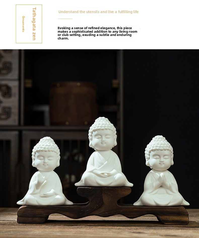 zensoullab Creative Ceramic Buddha Statue New Chinese Style Living Room TV Cabinet Entrance Hall Buddha Shrine Desktop Zen Peace Car Ornament
