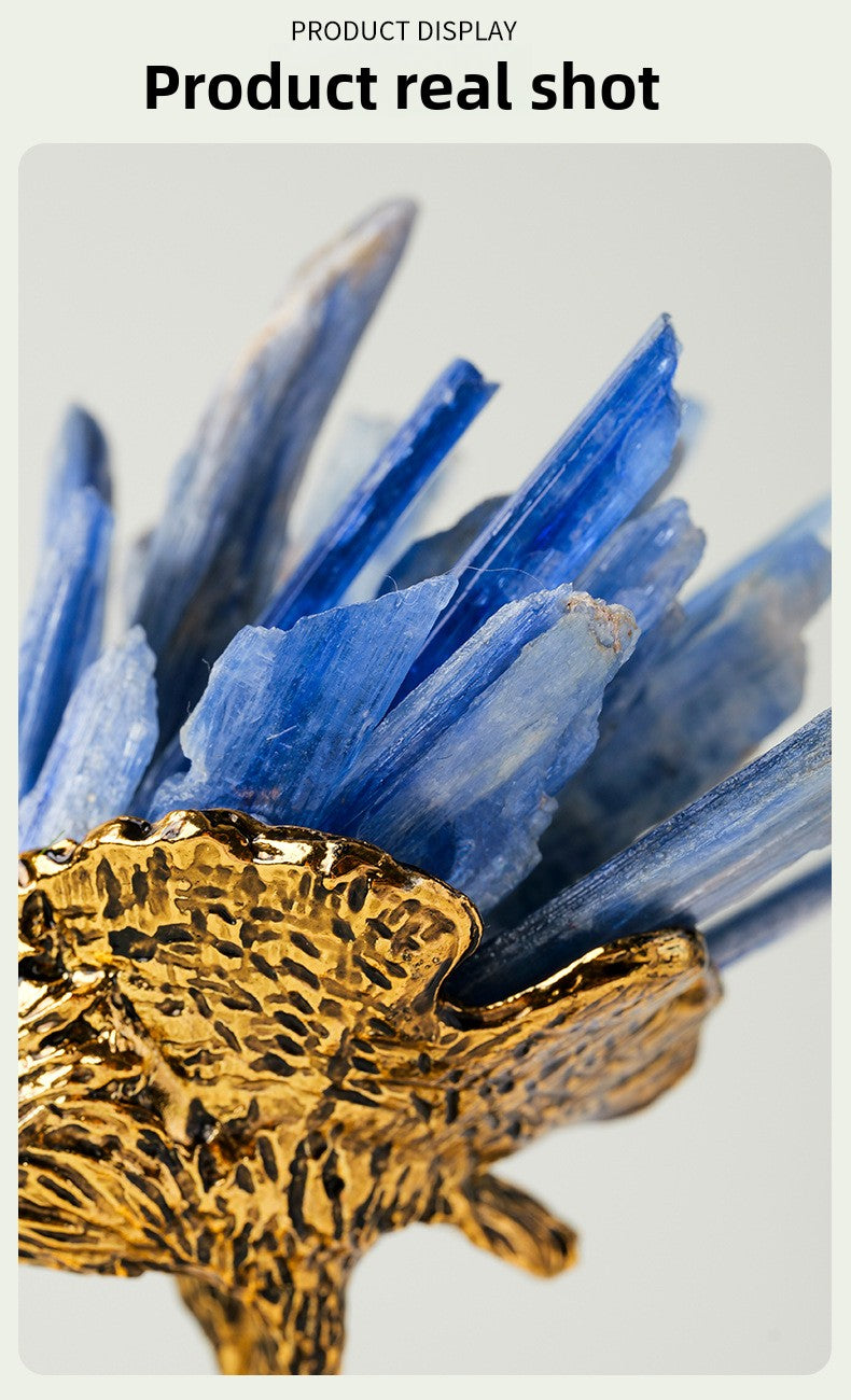 zensoullab Natural Kyanite Flamingo Ornament Kyanite Cluster Alloy Small Animal Crystal Craft Home Decoration