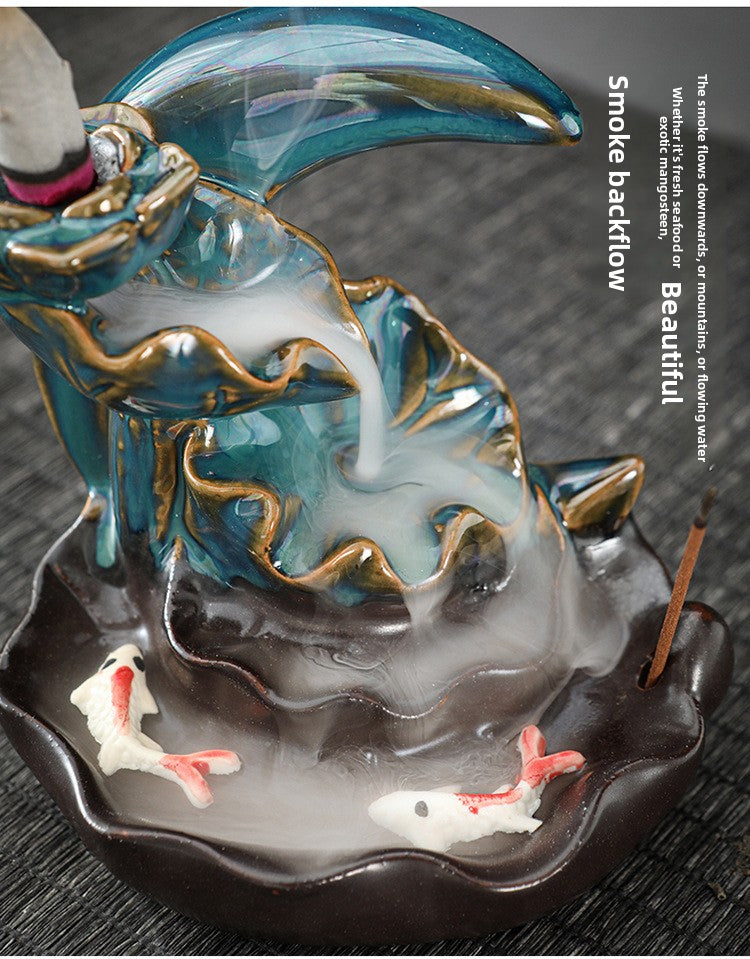 zensoullab Backflow Incense Burner Creative Home Decor Ceramic Burner Craft Pisces Backflow Kiln Change Ornamental Special Offer