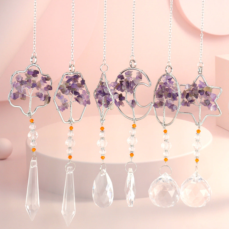zensoullab Amethyst Gravel Tree of Life Crystal Pendant Hanging Decoration Indoor Curtain Decoration Pendant Accessories
