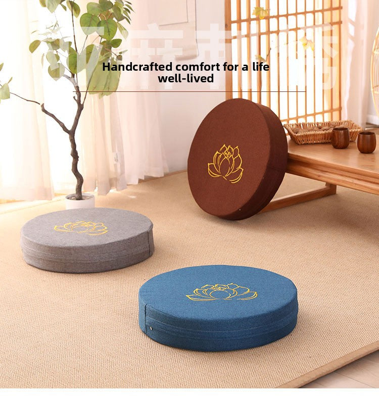 Zensoullab Japanese Style Tatami Mat Futon Cushion Thickened Stool Removable and Washable Window Cushion round Meditation Cushion Meditation Pray Cushion