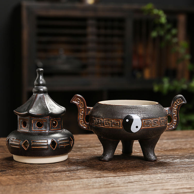zensoullab Tai Chi Bagua Ceramic Incense Burner Home Indoor Zen Tea Room Tea Table Aromatherapy Burner Incense Decoration